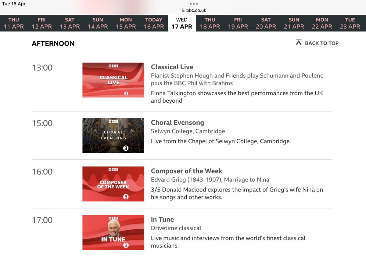 We’ve nothing against Schumann or Grieg, but we’d say 3pm is the high spot of @BBCRadio3’s Wednesday schedule.