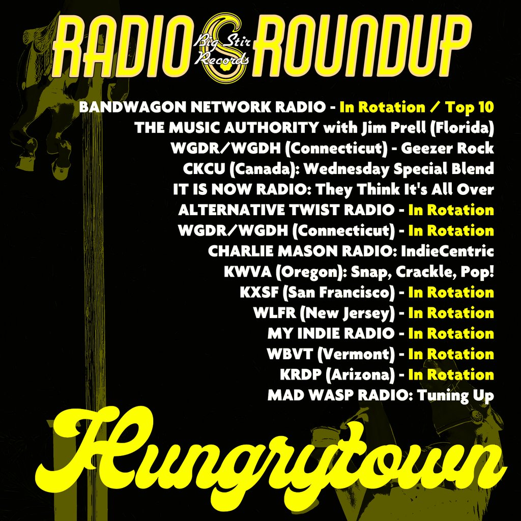 Another Radio Roundup for the advance singles from the forthcoming Hungrytown album (out now: orcd.co/hungrytown-flf) spinning on these great stations and shows worldwide. Album news soon!

#Hungrytown #RadioRoundup #IndiePop #IndieFolk #ChamberPop #IndieRock #BigStirRecords