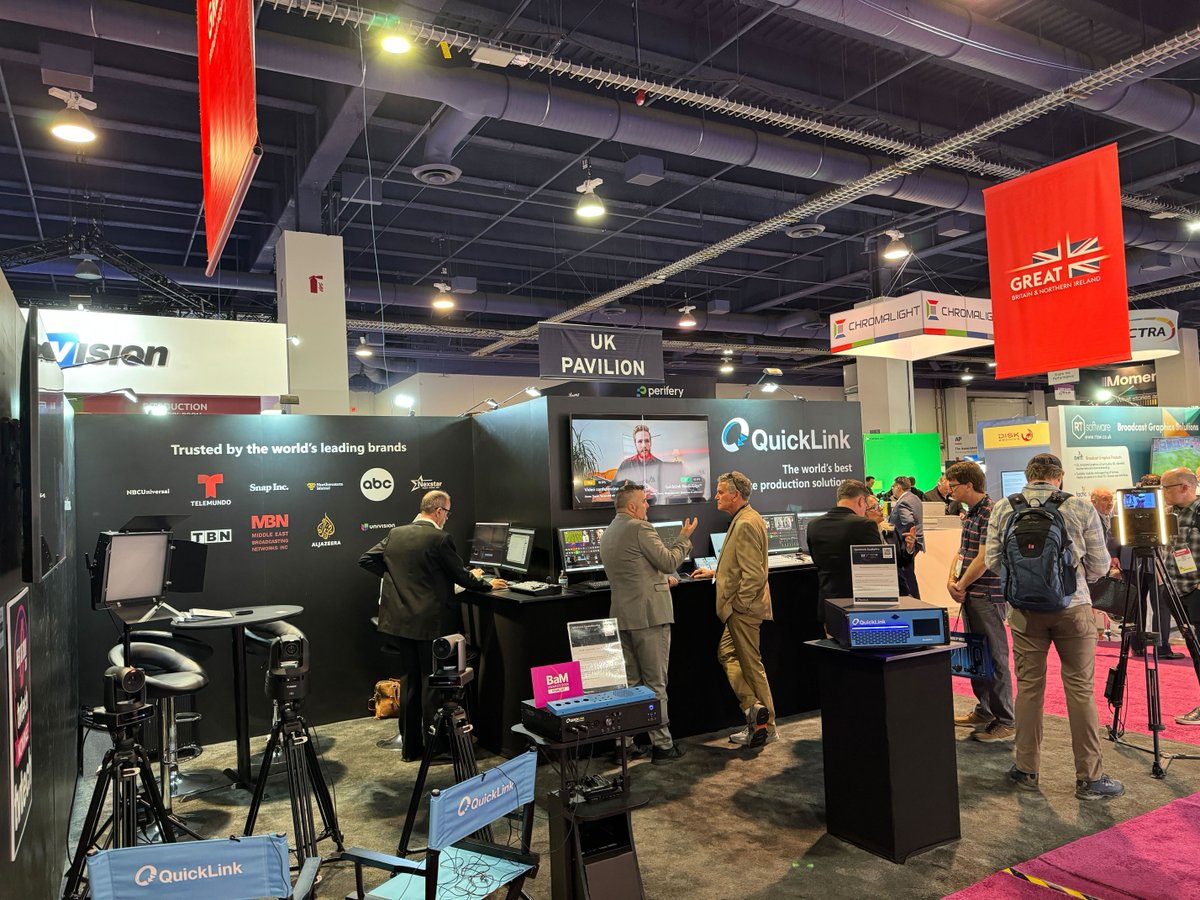 It's been a brilliant day so far at @nabshow. Make sure to stop by in #UKPavilion, and meet the teams exhibiting here. Look out for the 🇬🇧 banners above. @trinthq (W2443) Cerberus Tech (W2441) @salsa_sound (SL4080) @quicklinkltd (SL4184) #NABShow #UKatNAB24
