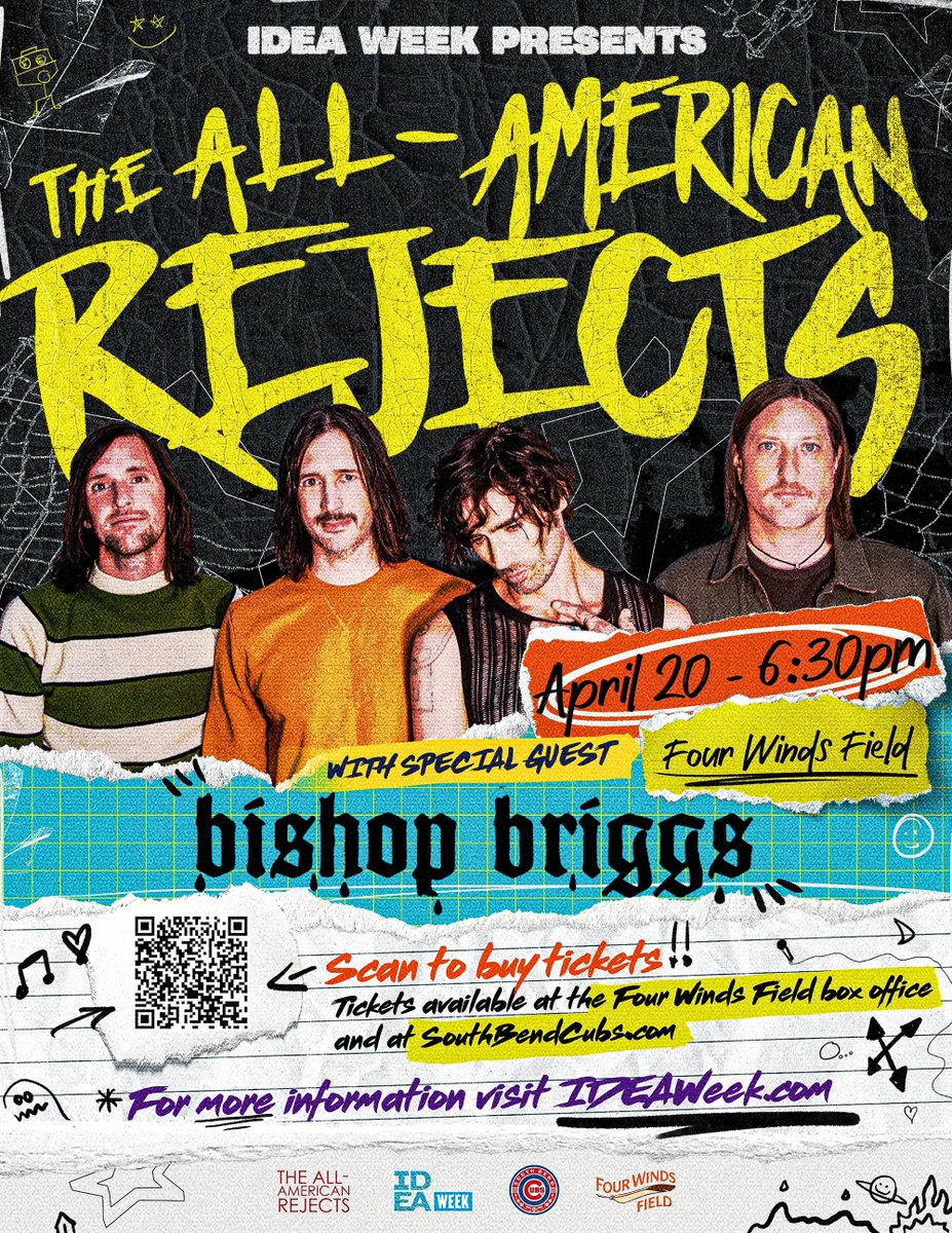 In town for the @NDFootball #BlueGoldGame on Saturday? Join us after at @FourWindsField as @therejects Rejects with special guest Bishop Briggs rock South Bend! Gates open at 5pm. Tickets start at $45. Order now before prices go up $10 day of the show. 🎸 bit.ly/AARsouthbend