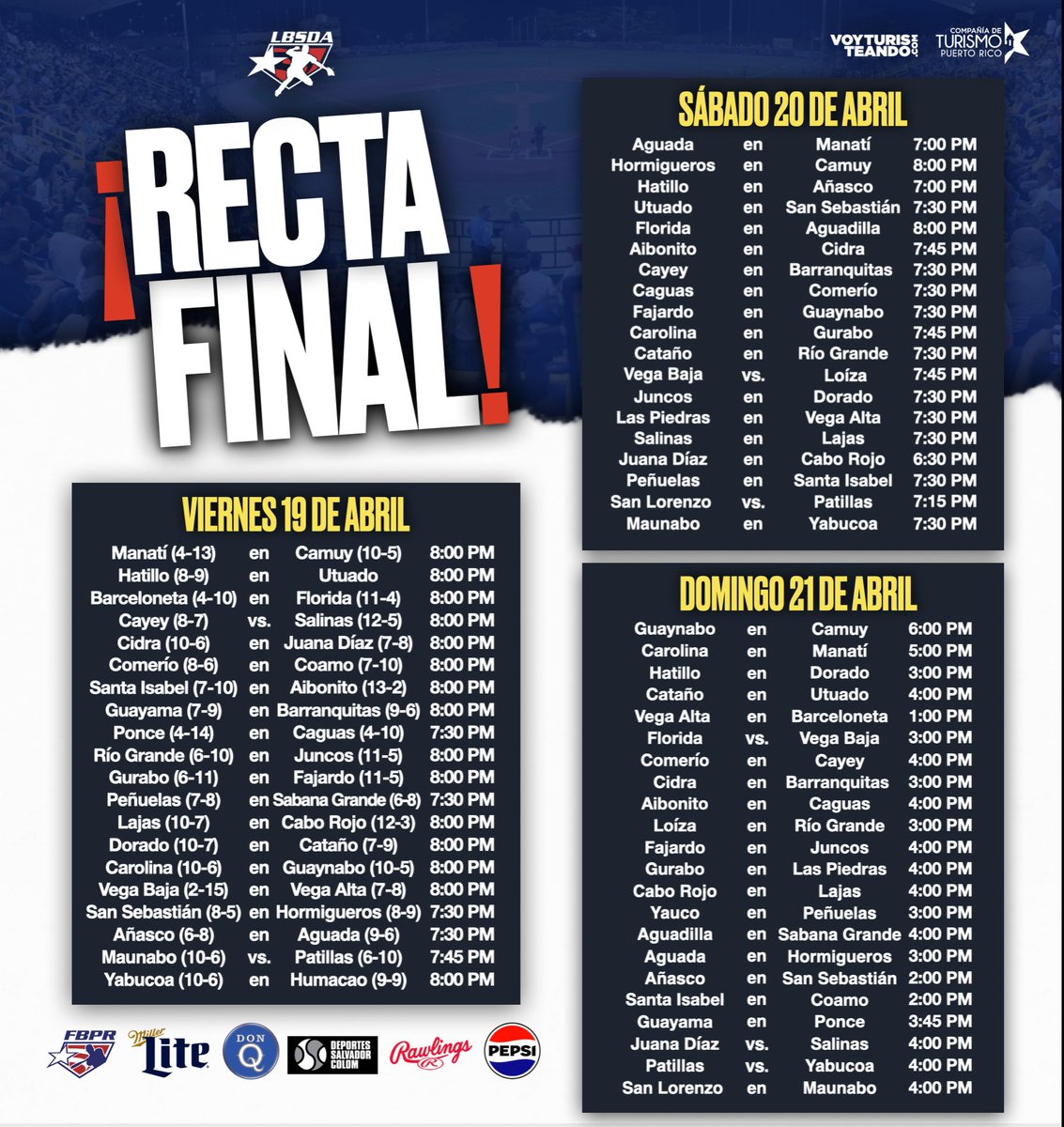 ¡La #DobleA entra a su #RectaFinal! 📲 Para más información descarga gratis la aplicación Liga Doble A o accede a BeisbolDobleAPR.com