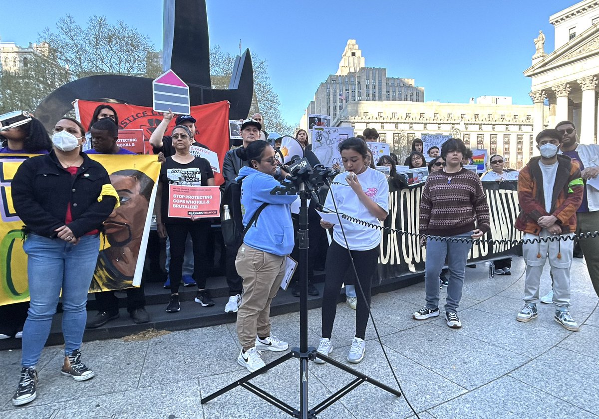 Our youth leader, Juliett Da-Cruz said, “Time and time again the police harms our communities and schools, yet there is no transparency or accountability. Commissioner Caban and Mayor Adams failed young people once again by not firing the cops who killed #KawaskiTrawick”