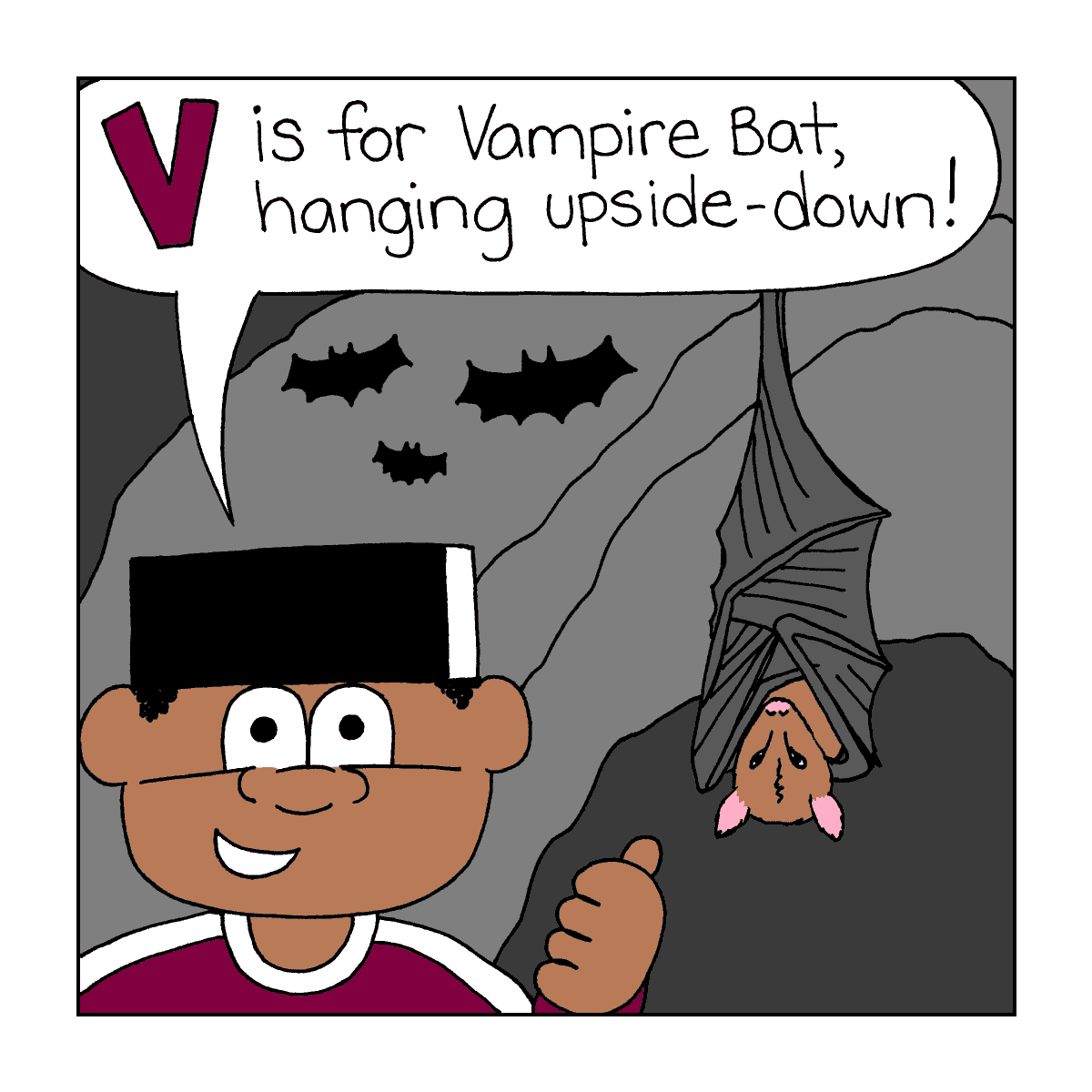 V is for Vampire Bat in today's #animalalphabet post! 🦇 #adventuresoflollipop #kids #kidlit #kidlitart #kidscomics #indiecomics