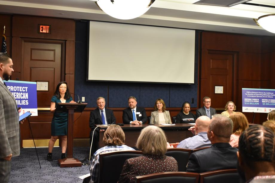 SenatorDurbin's tweet photo. It was an honor to join community, business, and labor advocates to discuss the tax contributions of undocumented spouses of U.S. citizens.

President Biden should use his administrative authority to grant work permits to these individuals. https://t.co/lFRvycuAok