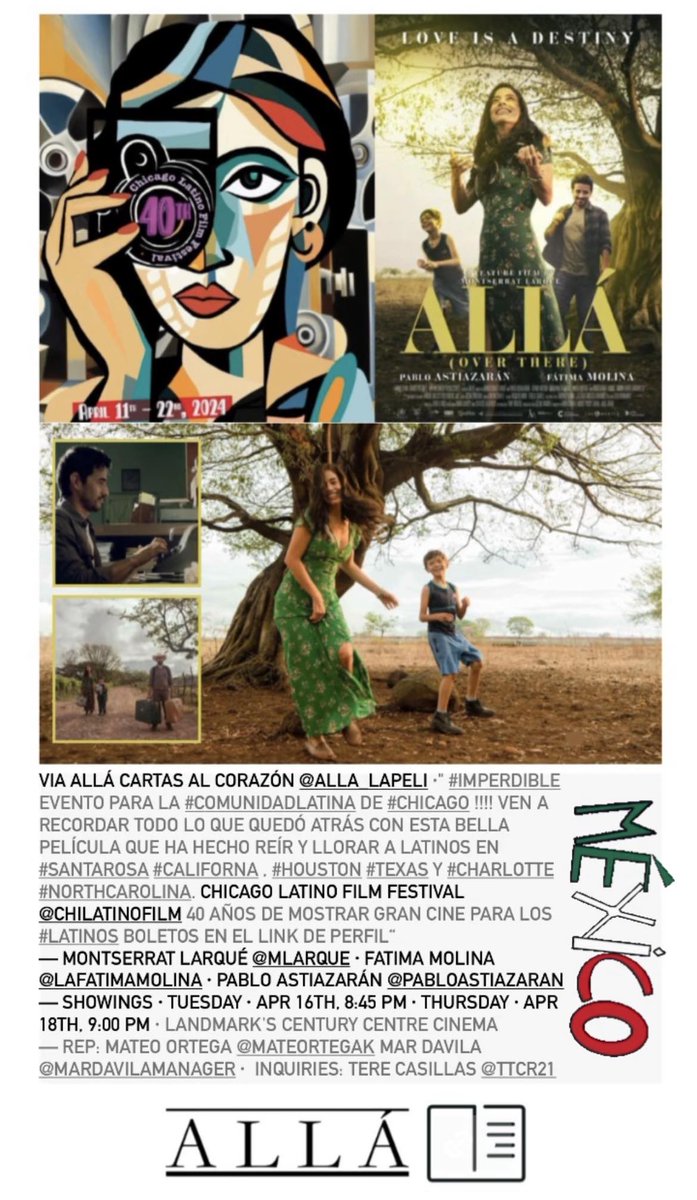 _mateoortega's tweet photo. Allá, Cartas al Corazón
https://t.co/SgC05am4Gp
Chicago Latino Film Festival @chilatinofilm 40 años de mostrar gran cine para los #latinos
TIX: https://t.co/ZQW6WV32Go
#cinemexicano #cinemigrante #allálapelicula #mateortega #CLFF40 #ChicagoLatinoFilmFest #CineEnChicago #chicago https://t.co/bKIyx0KFfb