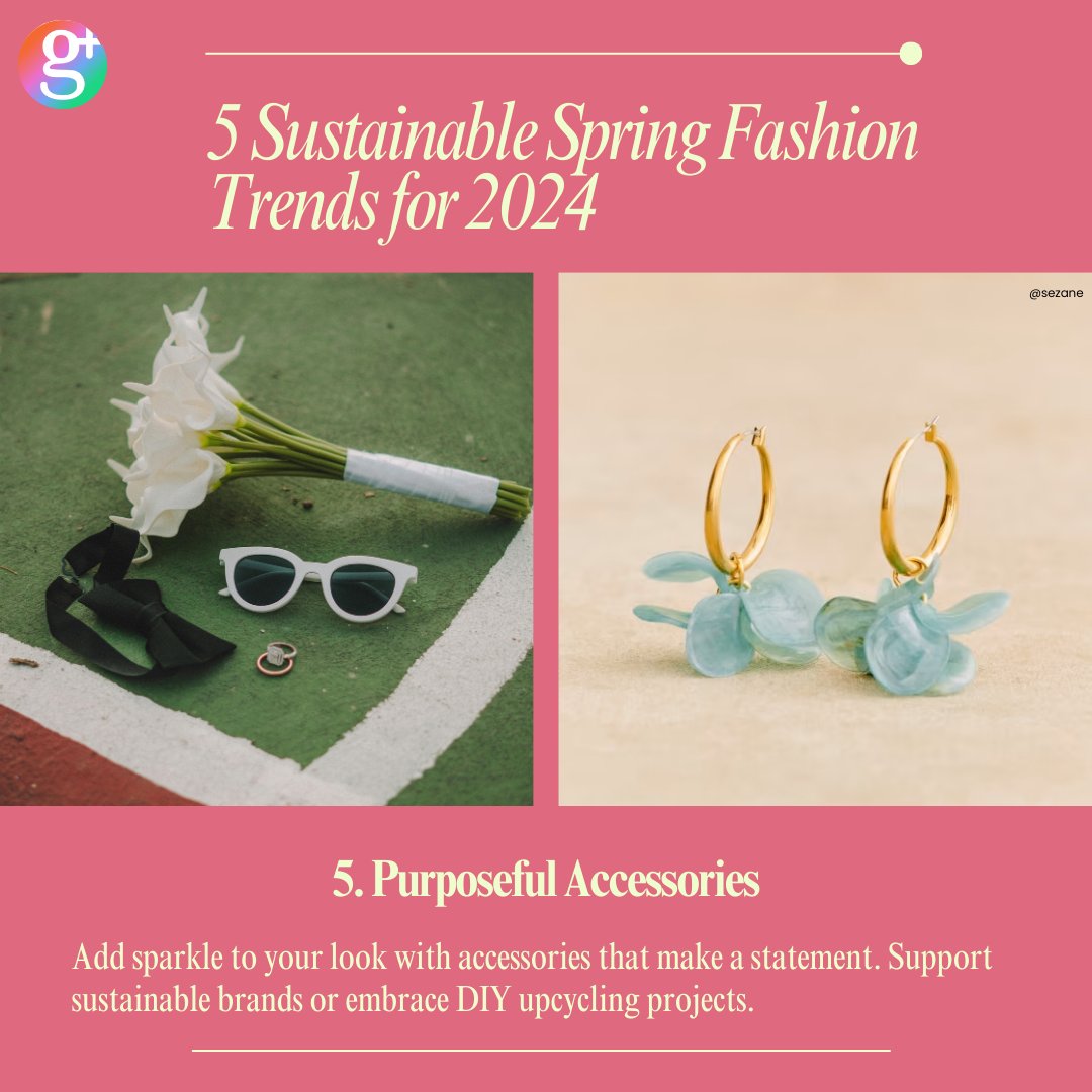 Blossom into spring with #sustainablefashion!

5 sustainable spring fashion trends for #spring2024:  

1. Blooming style & sustainable choices
2. Natural hues & timeless appeal
3. Secondhand gems & unique style
4. Smart & quality pieces
5. Purposeful accessories

#earthmonth
2/2