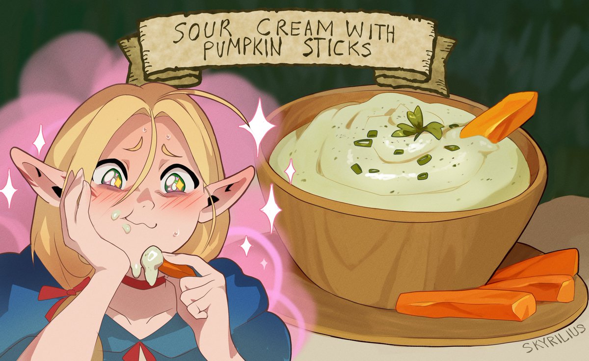 Skyrilius's tweet photo. Making sour cream🥗💦
I can't wait for the next chapter of Dungeon Meshi (Delicious in Dungeon)✨ https://t.co/ki33naFXNV