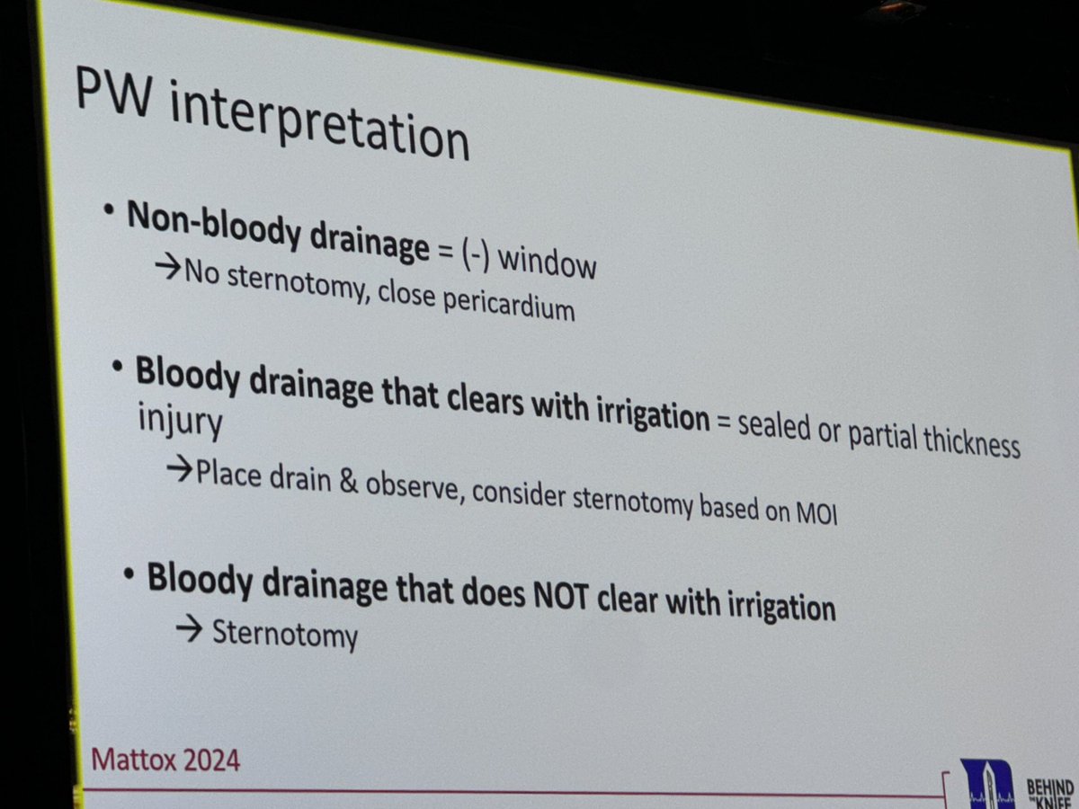 When/ how do conduct a pericardial window? @georgoff explains @TCCACS #TCCACS2024 See associated article in @TSACO_AAST tsaco.bmj.com/content/9/Supp…