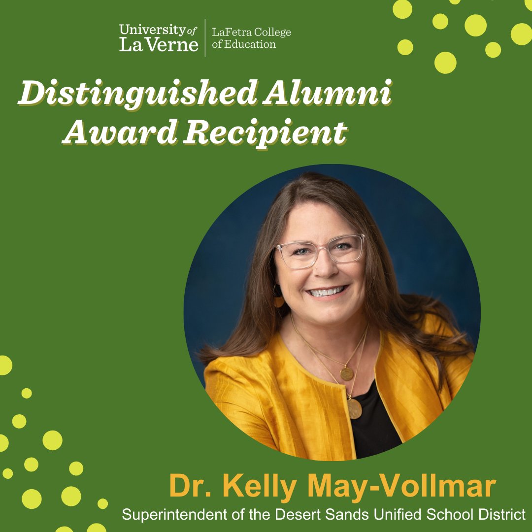 LaFetra_ULV's tweet photo. Congratulations to Dr. Kelly May-Vollmar!
A recipient of our Distinguished Alumni Award presented at our EdD Community Reception.🐾🎊

Kelly May-Vollmar, Ed.D. began serving as the superintendent for the Desert San Unified School District in 2022.

#ulv #lfce https://t.co/ahOAIXbu3a