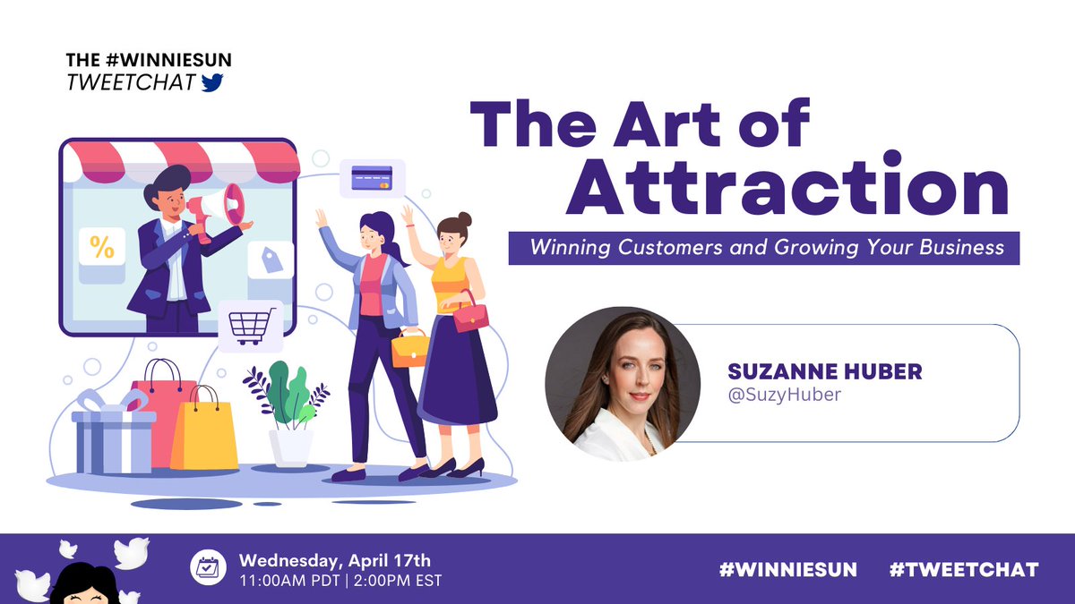 Ready to elevate your business to new heights? Master The Art Of Attraction with us TOMORROW at 11 am PT on the #WinnieSun #Tweetchat! Discover creative techniques to win customers and fuel your business growth. We can’t wait to see you there! 🤩