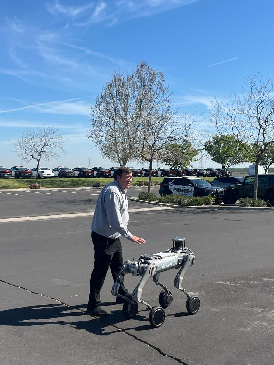 RoboticsSes's tweet photo. Stokes Robotics had the privilege of conducting a comprehensive demonstration of the B2 robot for the Fresno Police Department and SWAT team, marking a significant advancement in law enforcement technology. https://t.co/7OloPfyge4