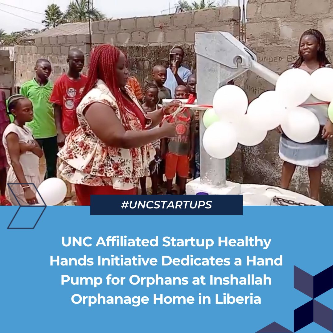 Healthy Hands Initiative has dedicated a modern hand-pump for occupants of the Ishallah Orphanage in Barnesville-Kebbah, Montserrado County. The pump will supply water for 36 orphans and other residents of the neighborhood. Learn more at the link in the bio. #uncstartups
