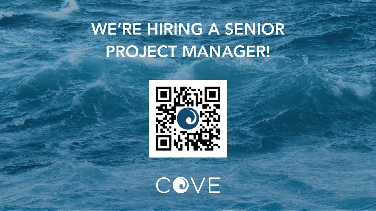 WE'RE #HIRING! 📣 COVE is looking for a Senior Project Manager to join our team. 🌊 Learn more about the position here coveocean.bamboohr.com/careers/70 or scan the QR code. The deadline to apply is April 29 at 5:00 p.m. ADT.