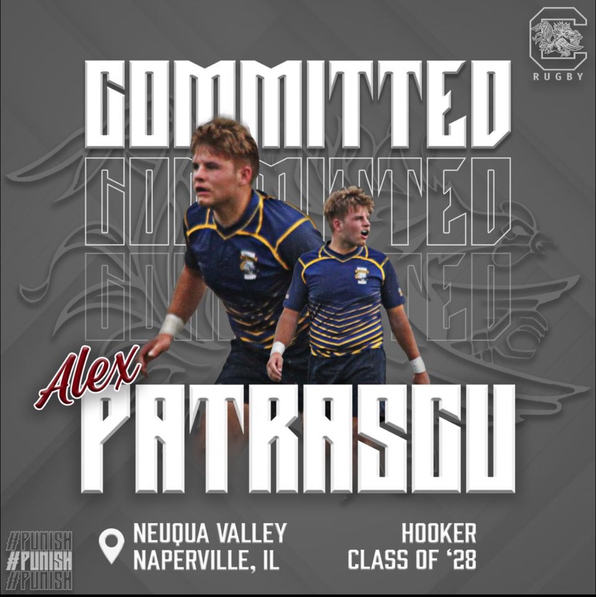 Alex Patrascu, a 7-year hooker and flanker from Naperville, Illinois has committed to the Gamecocks! Welcome home!
#commit #punish