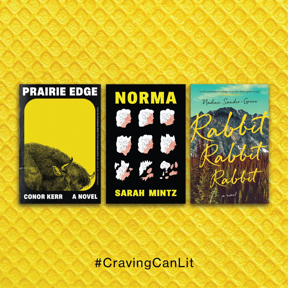 These three titles are available today! Prairie Edge by Conor Kerr (<a href="/McClellandBooks/">McClelland & Stewart</a>), NORMA by Sarah Mintz (<a href="/invisibooks/">Invisible Publishing</a>) and Rabbit Rabbit Rabbit by @nsandergreen (<a href="/HouseofAnansi/">House of Anansi Press</a>). #CravingCanLit