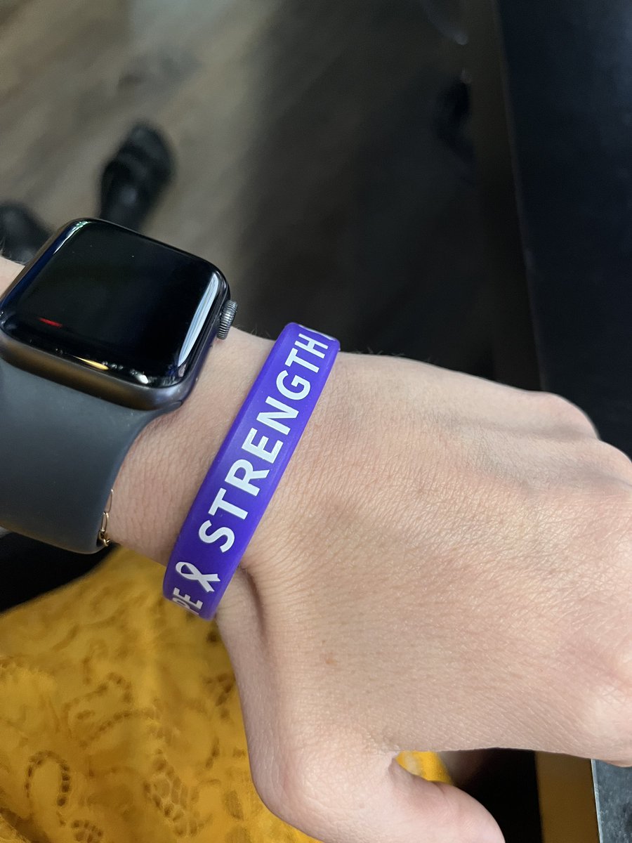Our 4PM guest gave me this bracelet raising awareness for pancreatic cancer. Wearing it proudly on tv tonight! There’s a PanCan PurpleStride Walk at the end of the month. Read more: wlwt.com/article/purple…