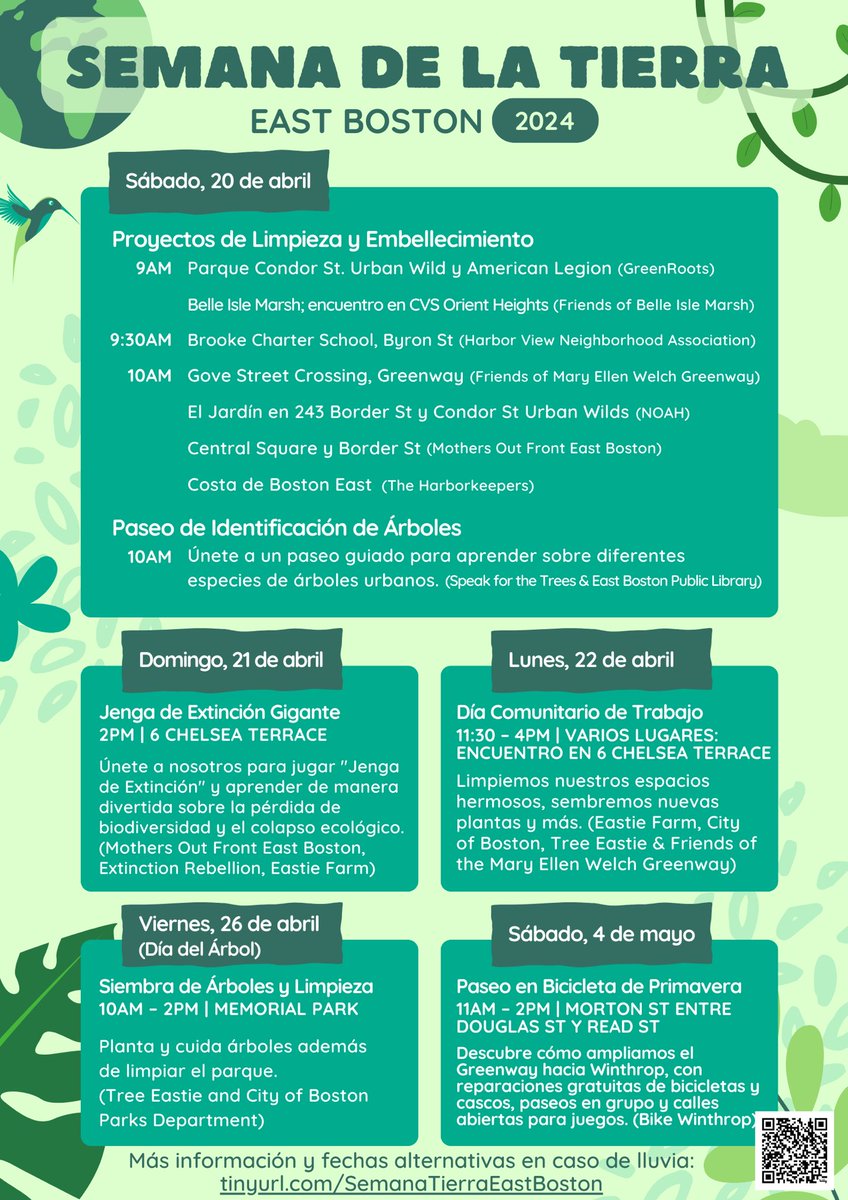 Excited for this incredible lineup for Eastie Earth Week 🌎🌱