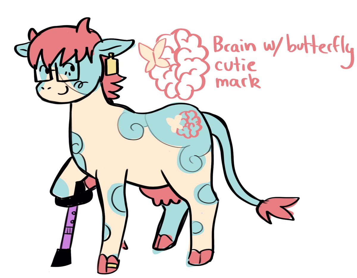Redesign I did of my ponysona except he’s a cow bc awesome