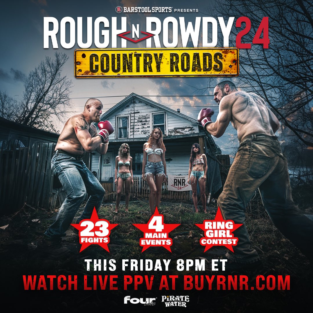 .@roughnrowdy is back Friday 8PM ET! Pound for pound the most entertaining fight PPV. Don’t miss out Watch at buyrnr.com