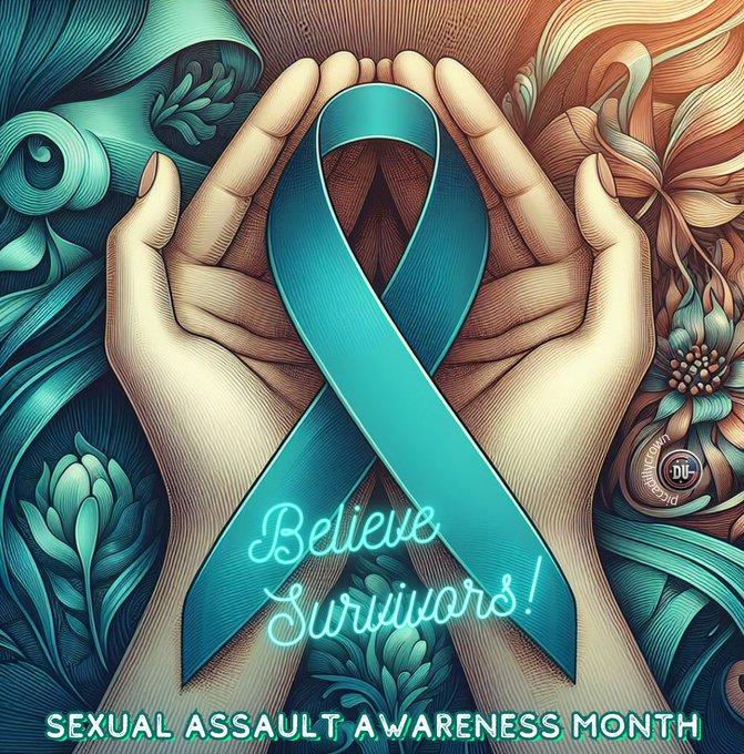 April is Sexual Assault Awareness Month. Adults of both sexes and even young children can be victims of sexual assault. It is serious and devastating. It is NEVER the victim's fault. Use the graphic to show your support for sexual assault victims. #DemsUnited