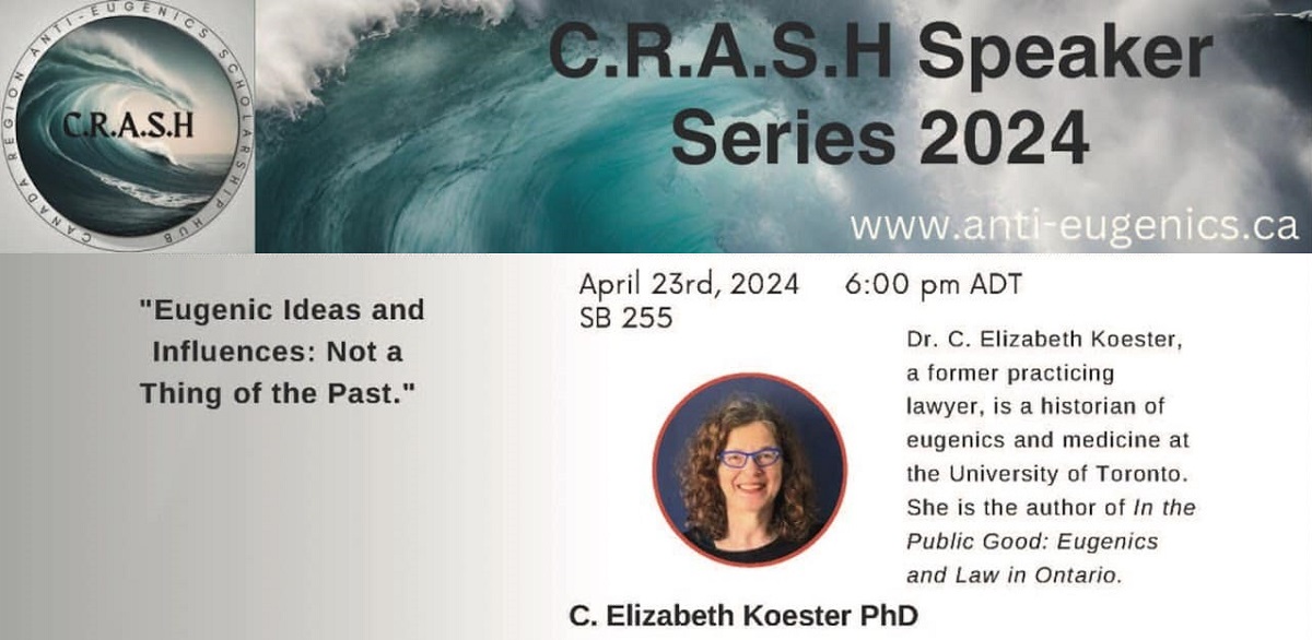 Join @HistorySmu and @CndHistAssoc on Tuesday, April 23, when author and historian Dr. C. Elizabeth Koester will discuss 'Eugenic Ideas and Influences: Not a Thing of the Past'. Attend in person in SB 255 or online, 6 pm: anti-eugenics.ca/upcoming-events. #antieugenics #cdnhist