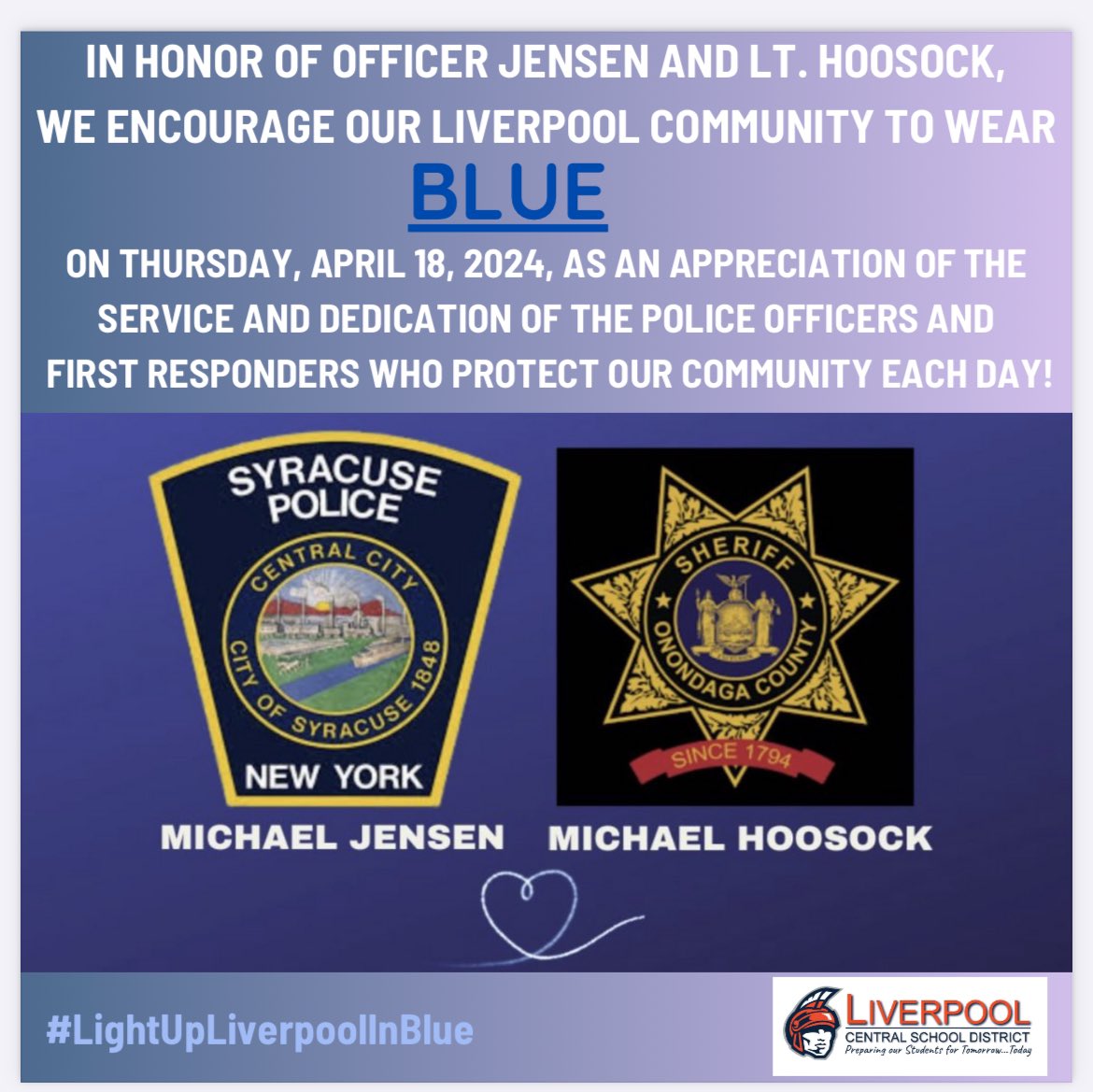 On Thursday we will wear blue💙💙💔💙💙