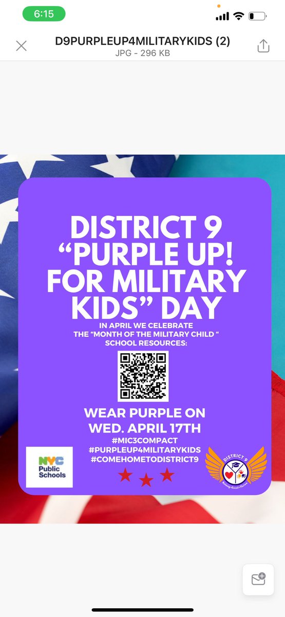 We invite all D9 Schools to participate in this celebration by having students and staff wear PURPLE tomorrow, Wednesday, April 17th! #ComeHometoDistrict9 #PurpleUp4MilitaryKids
