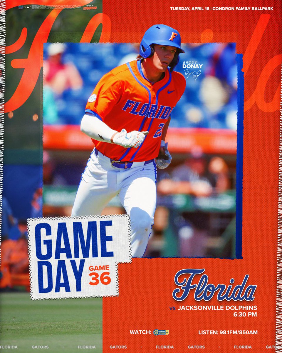 🐊⚾️ It’s #gameday! ⚾️🐊 👏👏 Go @GatorsBB Go! 👏👏 🆚: Jacksonville 📍: Condron Family Ballpark ⏰: 6:30 p.m. ET 📺: tinyurl.com/ms7hsk4f 📻: tinyurl.com/27af45mn 📊: tinyurl.com/4z53p956 🎟️: tinyurl.com/y9zk8dm8 #GoGators #WeChomp #MyGatorPass