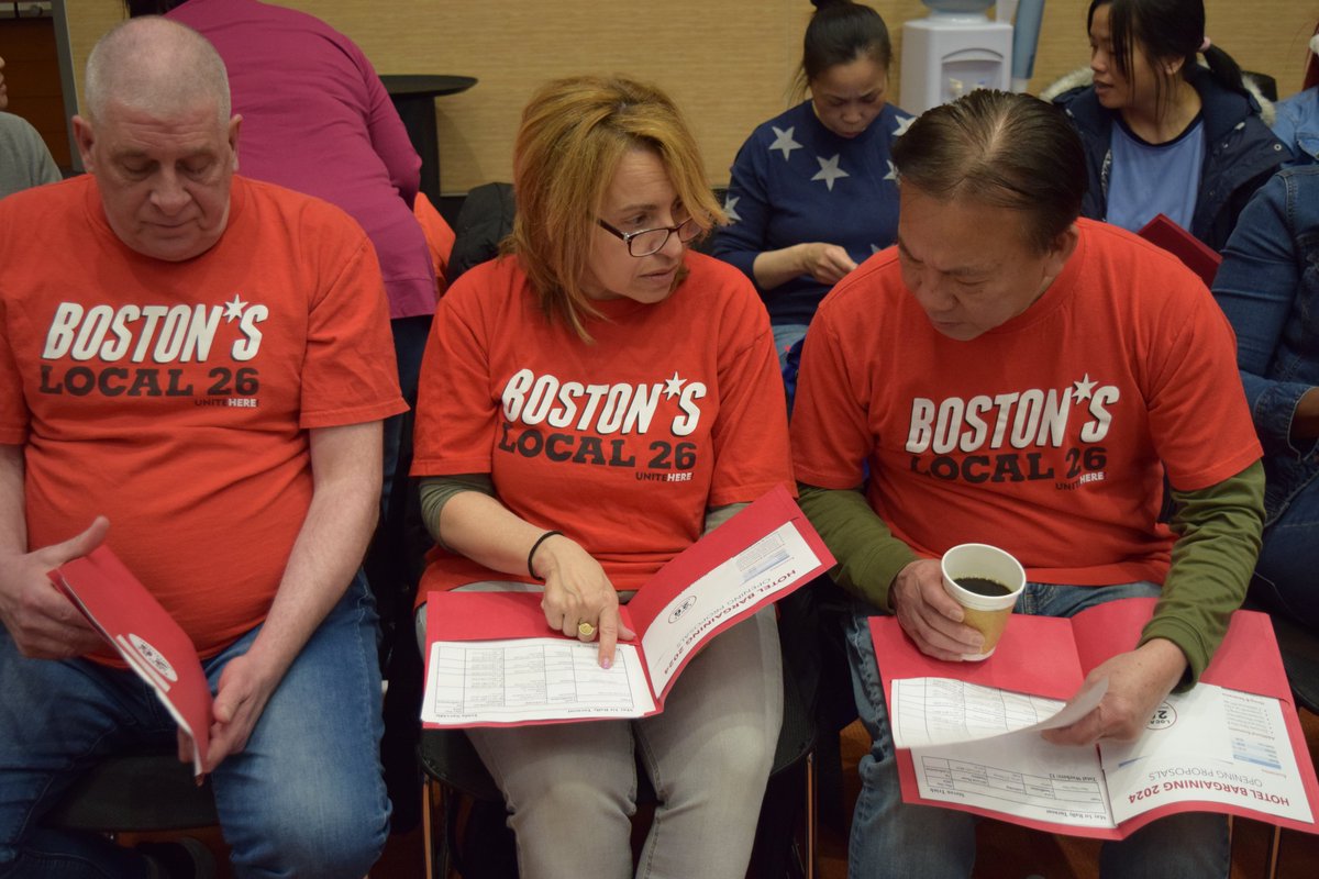 Boston hotel workers got very serious at their first Bargaining Meeting on 4/11/24. #UnionStrong