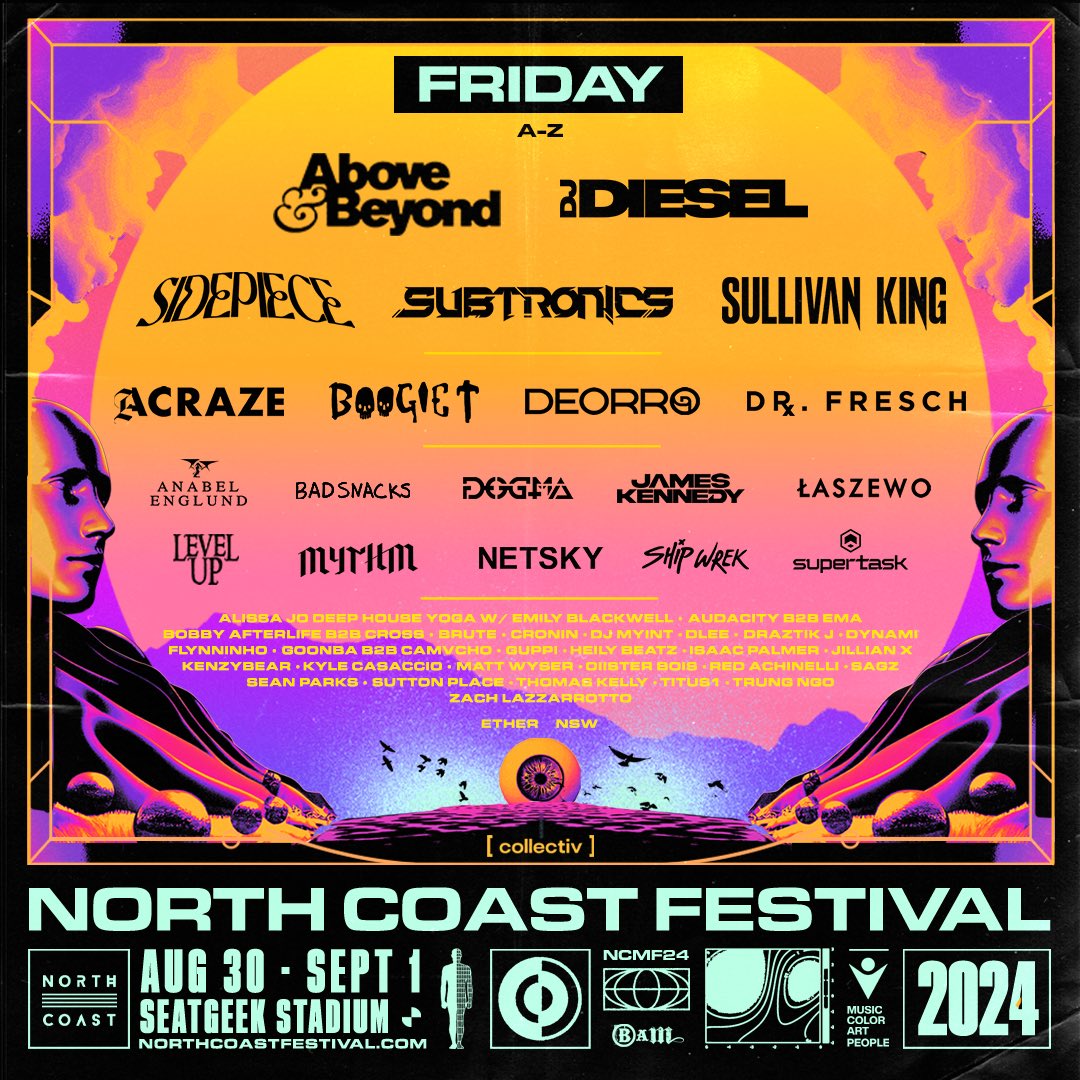 LOCK IN BECAUSE WE ARE ROLLING OUT SINGLE DAY LINE UPS THIS WEEK 🗣️ WE’RE KICKING IT OFF WITH FRIDAY TODAY & WILL POST THE DAY BY DAY STAGE LINE UP ON FRIDAY ✨ More info at northcoastfestival.com