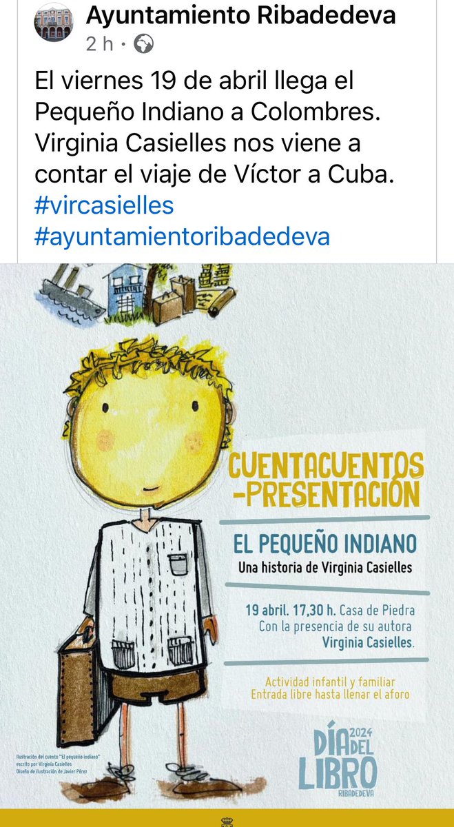 vircasielles's tweet image. ¡Os espero! El viernes vuelvo a “jugar en casa”🧡#colombres #indianos #elpequenoindiano #libroinfantilyjuvenil #centroculturalcasadepiedra #Asturias