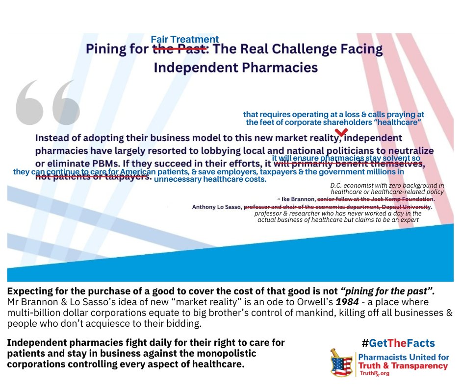 This despicable slaughtering of 'It's a Wonderful Life' only goes to show how low so-called economists will stoop to pray at the feet of billion$$ corporations.

#IndependentPharmacy is not 'pining for the past'. They're fighting for a fair playing field.
#StopTheLies #PBMreform