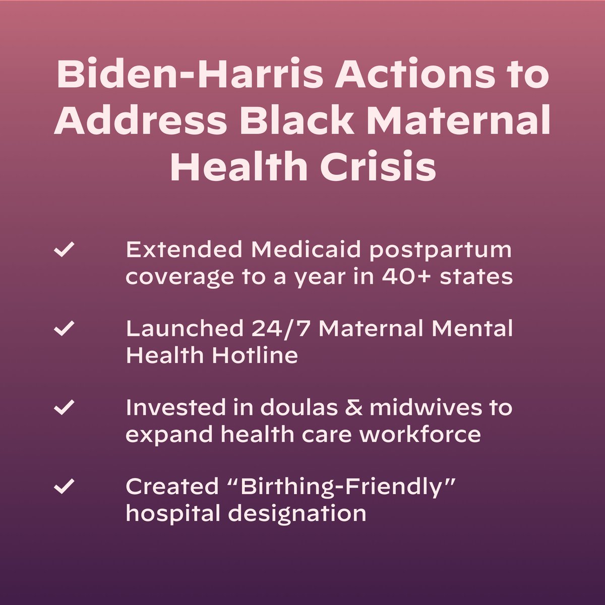 During Black Maternal Health Week and every day, President Biden and I will continue to uplift this crisis and commit to taking urgent action to protect our nation's mothers and families.