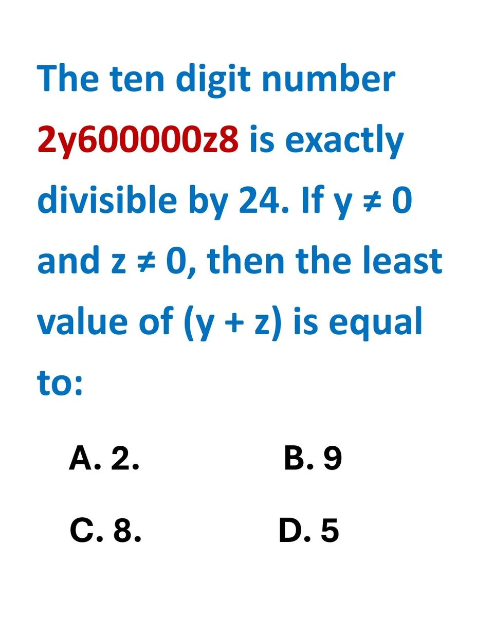 MZH_Maths's tweet image. Find the least value of (y+z) using given data

#Math
#Arithmetic
#Aptitude 
#BrainQuest