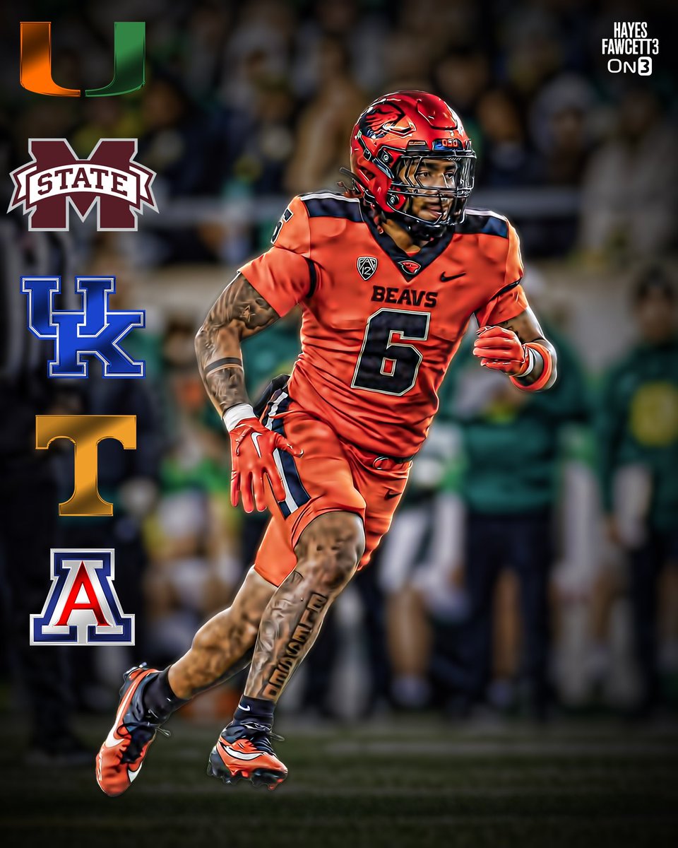 BREAKING: Former Oregon State RB Damien Martinez has locked in 5️⃣ Visits, he tells @on3sports Arizona: April 17-18 Mississippi State: April 19-20 Tennessee: April 21-22 Kentucky: April 23-24 Miami: April 25-27 He is the Top Available Player in the Portal (per On3) 👀