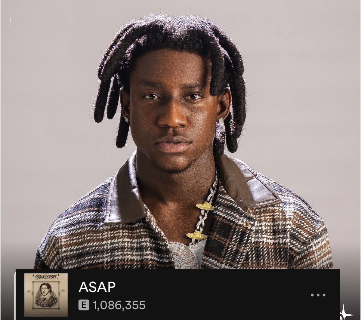 🚨Shallipopi’s ‘ASAP’ has surpassed over 1 Million + Streams on Spotify.