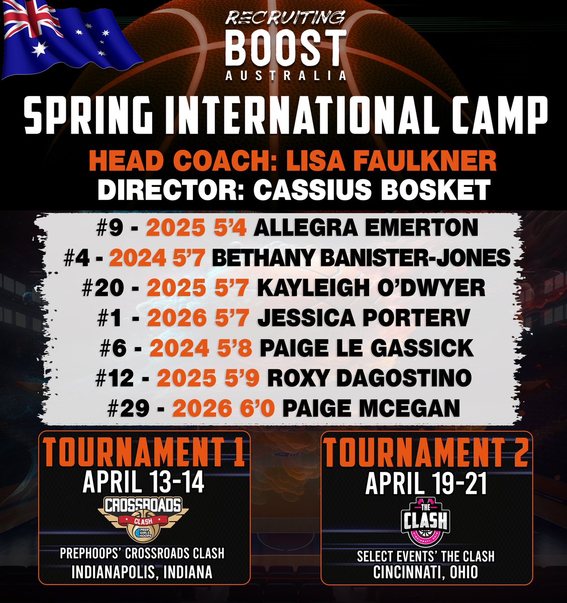 WBB College Coaches‼️‼️‼️ Be sure to watch Recruiting Boost Australia in @SelectEventsBB’ The Clash @ Spooky Nook Ohio this weekend! We have a good group from Australia ready to compete. DM if you plan on attending. #RecruitingBoost