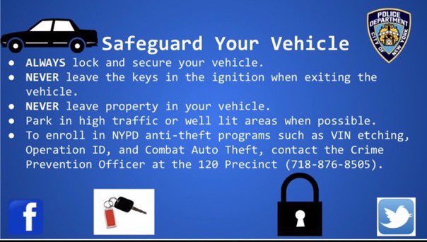 🚗Safeguard your Vehicle, Always lock and secure your car and never leave the keys in the ignition when you exit 🚙