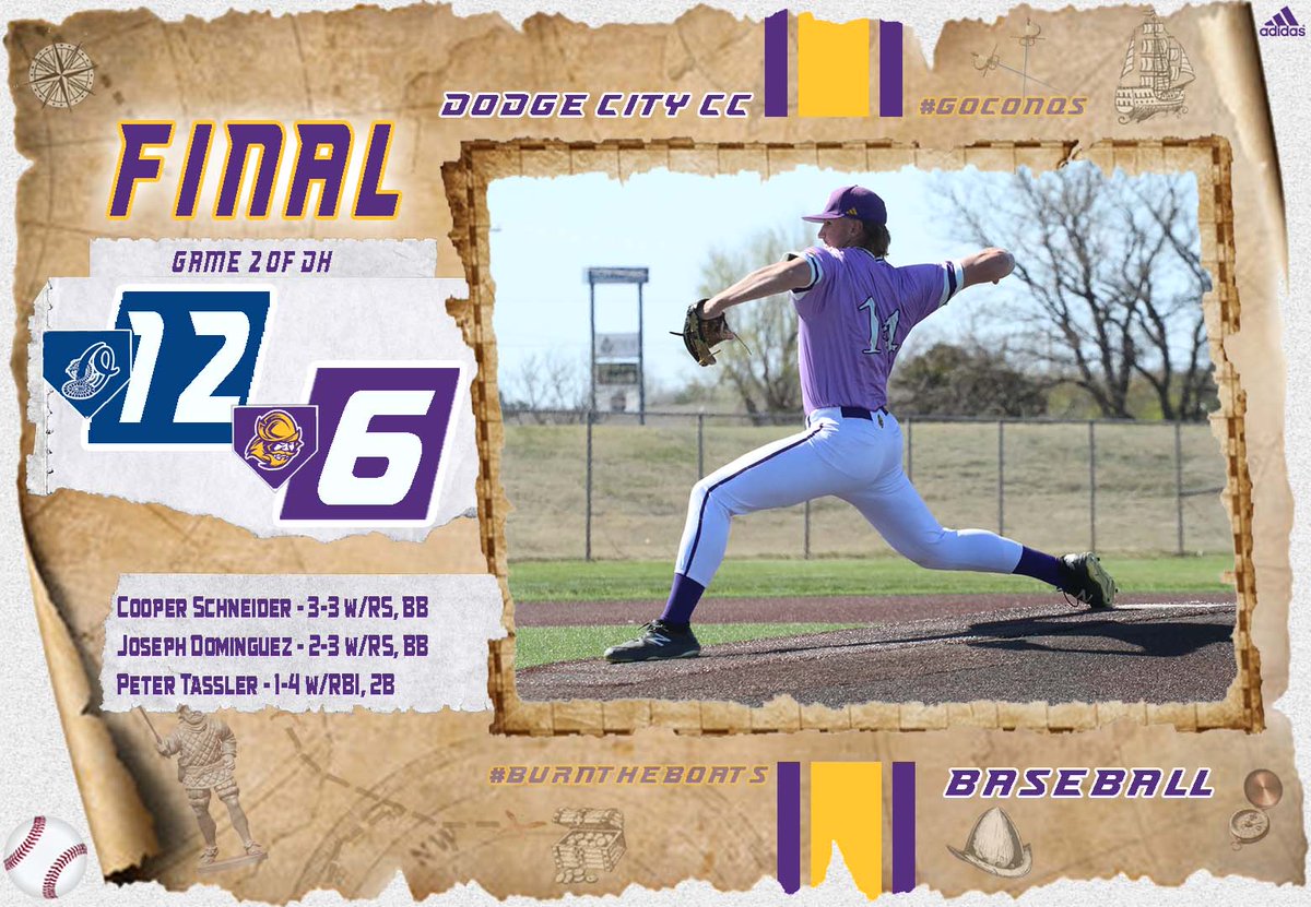 ⚾️Baseball | #GoConqs FINAL | 12-6 Otero (Game 2) @GoConqsBB split the DH on the day dropping Game 2 on the road vs Otero....Conqs move to 27-17 on season #BurnTheBoats