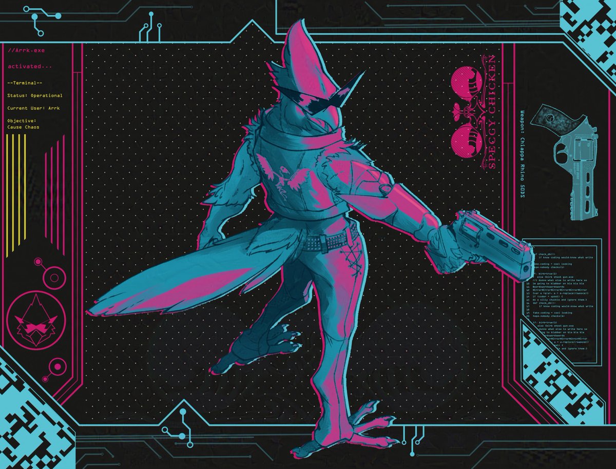 SpeccyChicken's tweet photo. Cybirbpunk | for bird6times 🦜🕶️ https://t.co/4AdXoTK12I