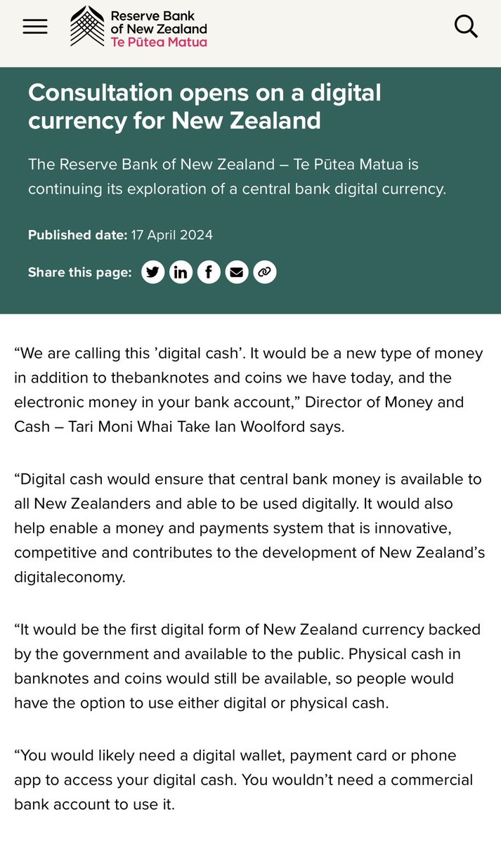 ChadSteingraber's tweet photo. And New Zealand Central Bank releases its statement on digital currencies on the same day it authorized Nium #Ripple Payments.

#XRP https://t.co/OUS72dgn8L