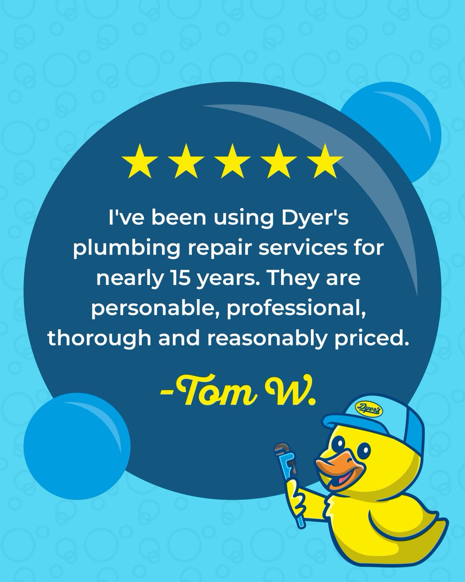 You can count on us at Dyer's to be your personable and reliable plumbers in the Eden area! 

Thank you, Tom, for this ⭐️⭐️⭐️⭐️⭐️ review. 

#DyersPlumbing #Eden #EmergencyPlumbing #ServiceIsWhatCounts