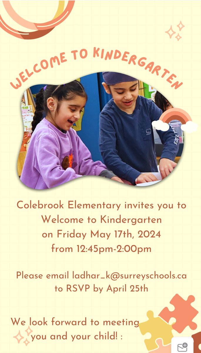 ColebrookLearns's tweet photo. Early Learning Events at Colebrook! Please email colebrook@surreyschools.ca with any questions :) https://t.co/PKWfKRvATw