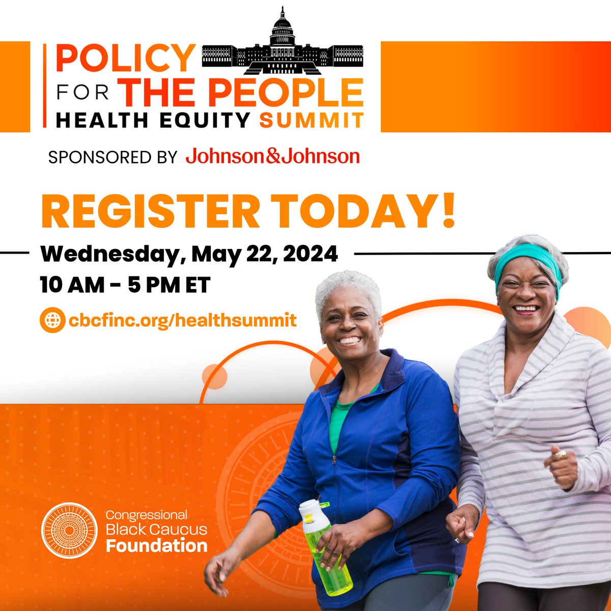 📢 Registration is LIVE for the #PolicyforthePeople Health Equity Summit sponsored by <a href="/JNJHealthEquity/">Johnson & Johnson Health Equity</a>!  

Join us in-person on May 22 in DC for a day of impactful discussions on health priorities for the Black community.

Secure your spot: bit.ly/3vUWD6w #CBCF