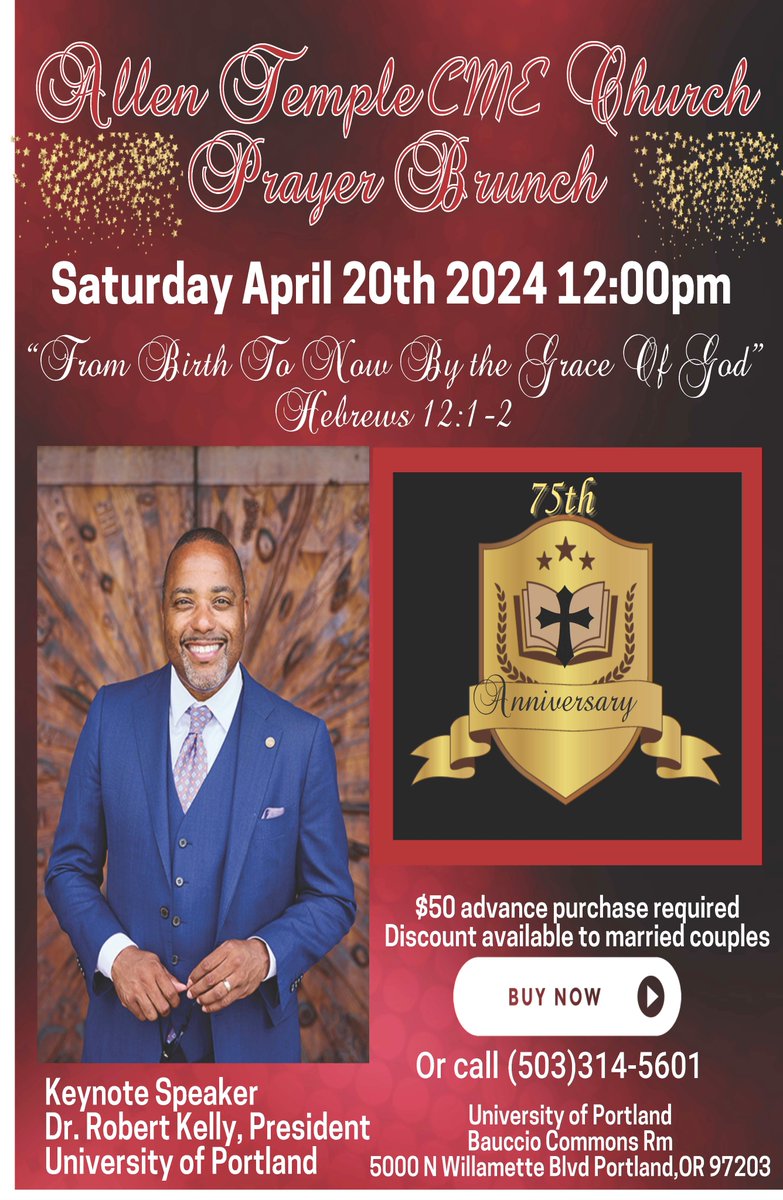 Allen Temple CME Church 75th Anniversary
Rev. Dr. LeRoy Haynes, Jr. - Senior Pastor

See below for more information: