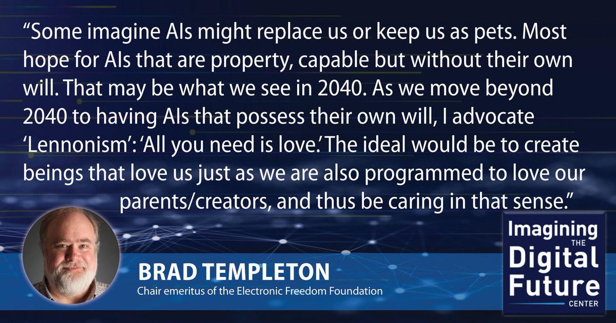 AIs should be trained on "Lennonism": All you need is love. Read the essay by <a href="/bradtem/">Brad Templeton</a> at imaginingthedigitalfuture.org/ais-should-be-…