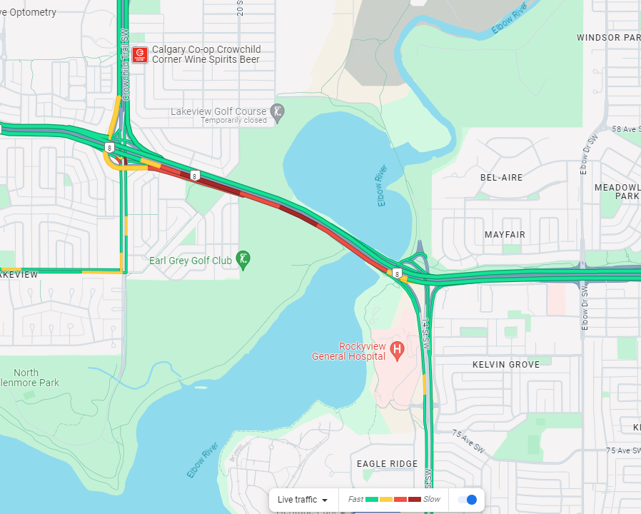 In the SW, watch for a crash in the RHS on EB Glenmore at 14th St. #yyctraffic #yycroads