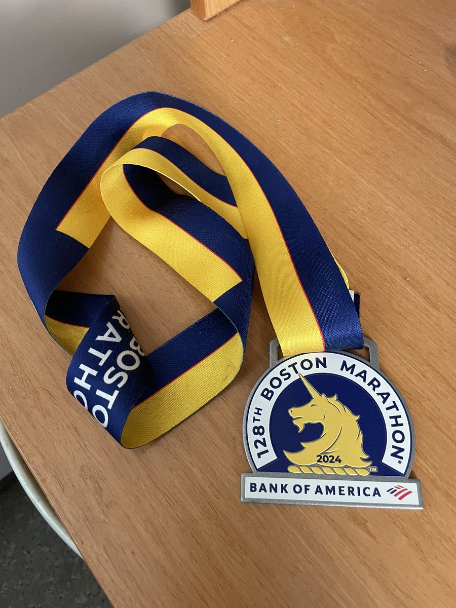 In clinic today, my patients appreciated my new accessory! 🏅#BostonMarathon2024