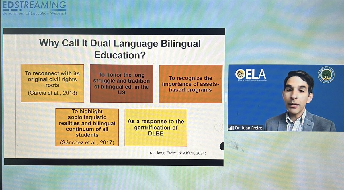 300 plus participants at  #OELA’s
#3WsDualLanguage webinar facilitated by Dr. Elena Izquierdo @ElenaIzquierdo3 from @UTEP and Dr. Juan Freire from @BYU  #RaisingTheBar for #Multilingualism @OsbornSchools @DJUSD