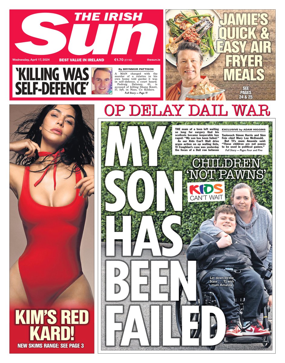 Today's front page of The Irish Sun